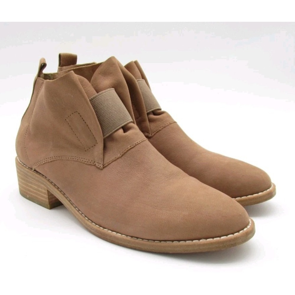 Eileen Fisher Nude Brown Soft Nubuck Leather Ankle Booties Womens Sz 7.5 - Picture 4 of 9